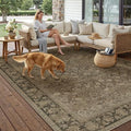 HUGEAR 6x9 Brown Linen Look Washable Area Rug for Living Room by HUGEAR