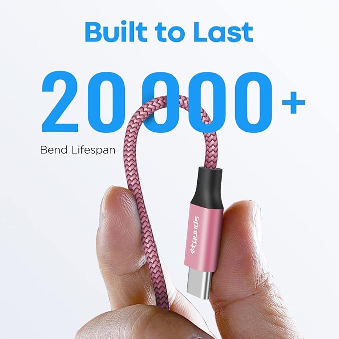 etguuds USB A to USB C Cable 6.6ft, 2-Pack, 3A Fast Charging Type C Charger Cord for iPhone 17 16 15 Pro Max 16e 17 Air, Samsung Galaxy S25 S24 S23 S22 S21 S20 A17 A16 A56 A55 Flip Fold, Pink