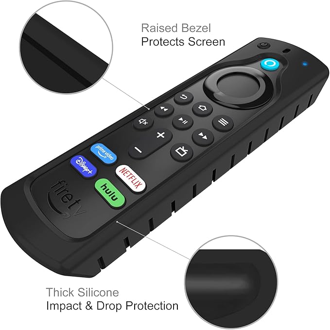 CaseBot Remote Case for Fire TV Stick HD/4K/4K Max (1st Gen)/Fire TV Stick (3rd Gen)/Lite - Anti-Slip Shockproof Silicone Cover for Alexa Voice Remote (2nd & 3rd Generation) (Black)