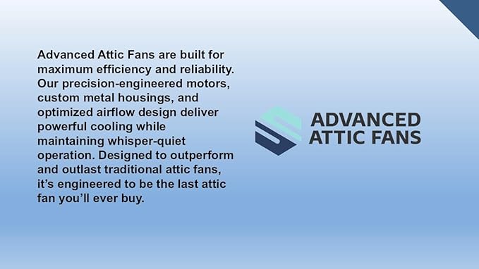 Gable Mount Attic Fan with Adjustable Thermostat – Custom Housing Maximizes Airflow Through Gable Vent – Ultra Quiet, Energy Efficient 130W – Pre-Assembled, Plug & Play – 1350 CFM