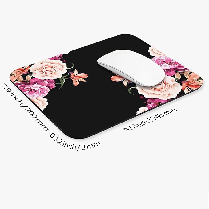 Armanza Square Mouse Pad Pretty Peony Flower, Personalized Premium-Textured Custom Mouse Mat Design, Washable Mousepad Cloth, Non-Slip Rubber Base Computer Mouse Pads for Wireless Mouse