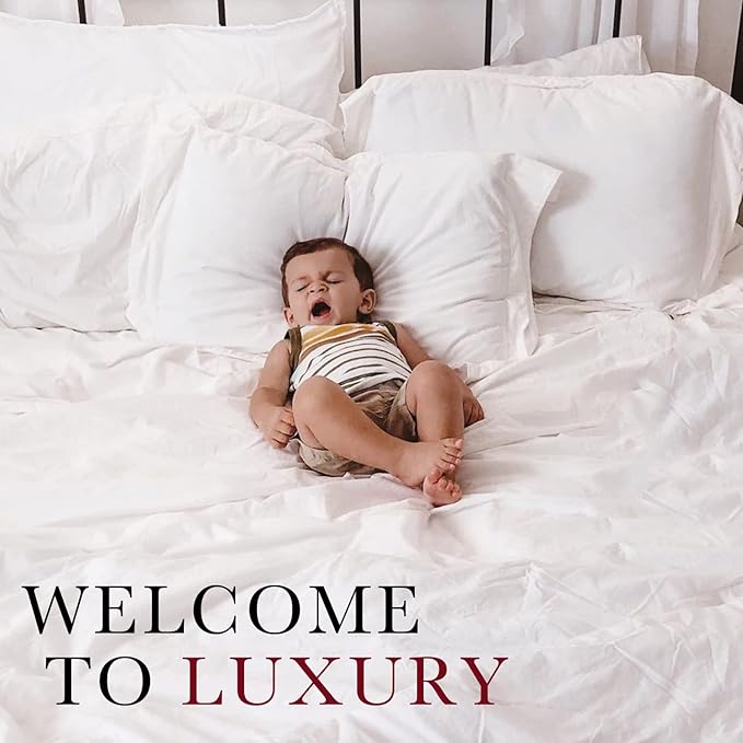 Red Land Cotton Luxury Sheet Set | 100% American Grown Cotton Basics | Premium Hotel Ultra-Soft Lightweight 4 Piece USA Made Deep Pocket Fitted, Flat Sheet, & Pillowcases Percale Weave (King/White)