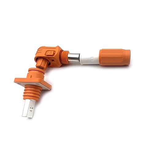 250A Battery Energy Storage Connector, 70mm² High Current Connectors IP67 Waterproof Copper Brand Thread Wiring Power Adapter Quick Plug Terminal Right Angle Plug and Socket (1500V Black+Orange)