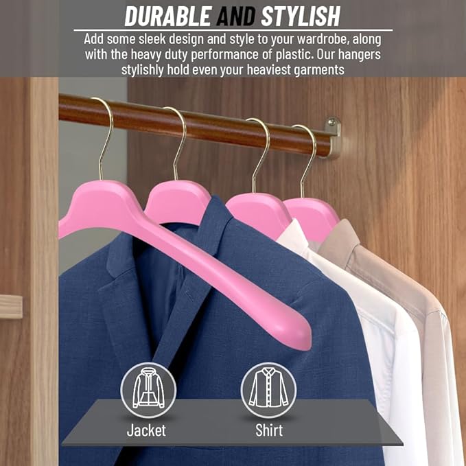 All Hung Up Hangers Plastic Coat Hangers, Clothes Hangers (Pink, 36pk)