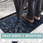 Bulijojo Sturdy Front Entrance Doormats,Durable Heavy Duty Welcome Mat,Thick Absorbent Natural Rubber Non Slip Mat,Easy Clean Entryway Mat Leaves Blue 23"x35" - Image 4