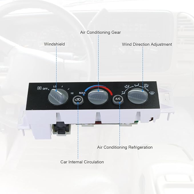 DICMIC A/C Heater Control Panel Climate Control Module Without Rear Window Defogger Switch for 1996-2000 Chevy GMC C1500 C2500 C3500 K1500 K2500 K3500 Suburban Yukon Replace# 599-007, 15-72548