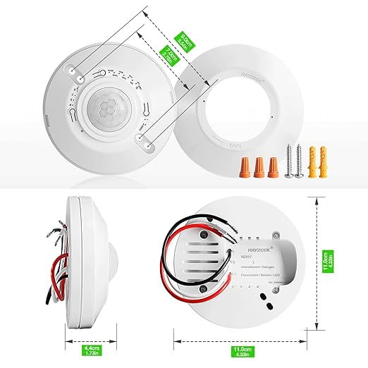 RAYZEEK Ceiling Sensor Light Switch,360 Degree Occupancy Sensor,10A,120V Hard-Wired Motion Sensor,High Sensitive Motion Sensor Detector Light Switch,Neutral Wire Required,Commercial/Industrial Grade