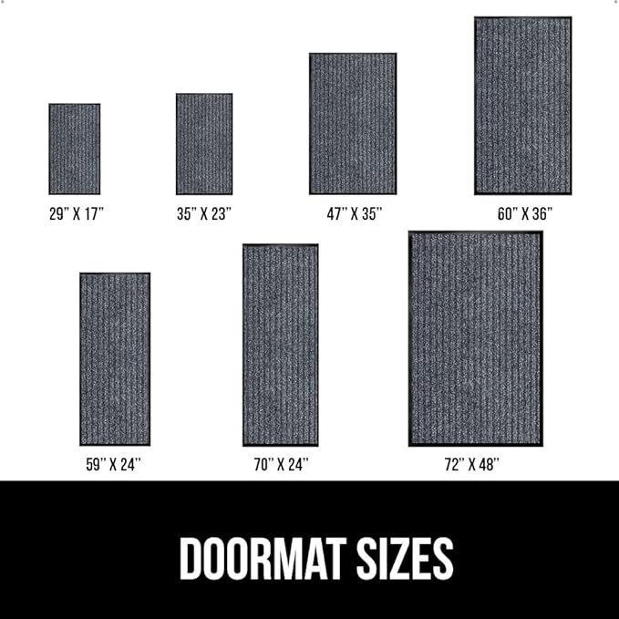 GORILLA GRIP Waterproof Traffic Guard Door Mat, 2 Pack Heavy Duty Entryway Mats, Strong Rubber Back Commercial Rugs for Office Hallway, Garage Floor and Home, Low Profile Carpet, 35x23, Charcoal Gray