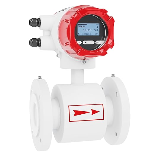 Electromagnetic Flow Meter,High-Precision Industrial Flowmeter Digital Display IP65 Protection 4-20mA Output Pipe Sensor for Wastewater, Sewage, and Seawater（DN80)