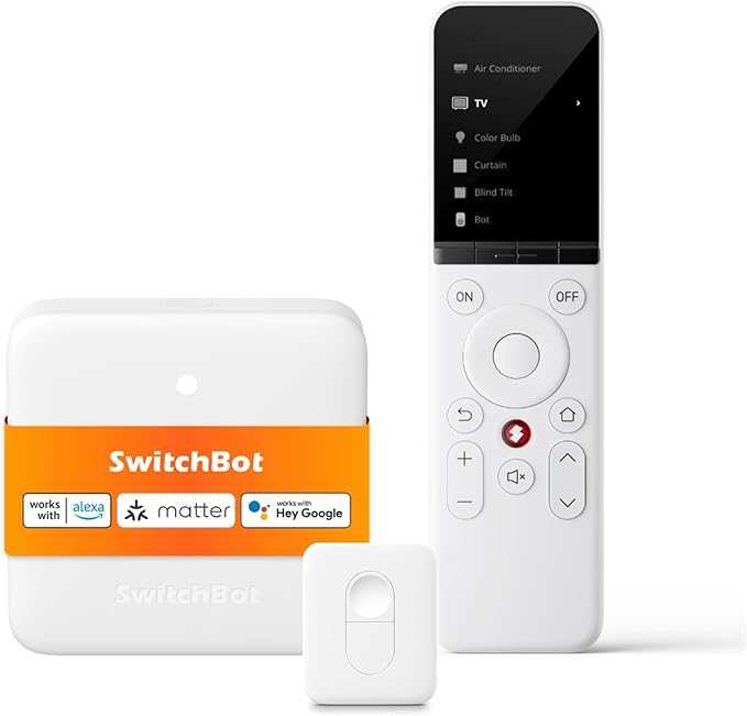 SwitchBot Universal Remote Control with Hub Mini Matter Enabled with Remote, Multi-use Smart Remote with Customize App, Control 25 IR/Bluetooth Devices and 10 Scenes