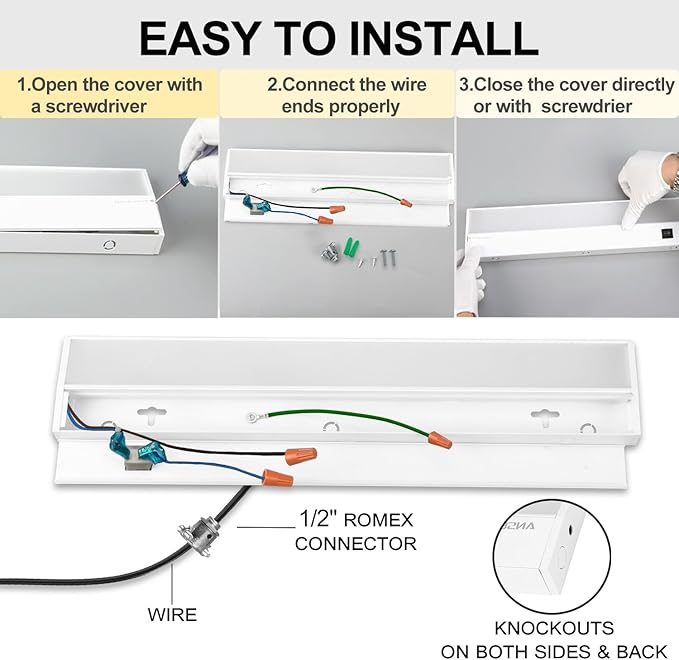 Ansen 3Packs of Under Cabinet Lights for Kitchen, 18in 15W 998LM, Dimmable Hardwire Led Light for Closet, CRI>92, R9>90, 3 Color Temperature, 3000K/4000K/5000K(Warm White, Cool White, Daylight)