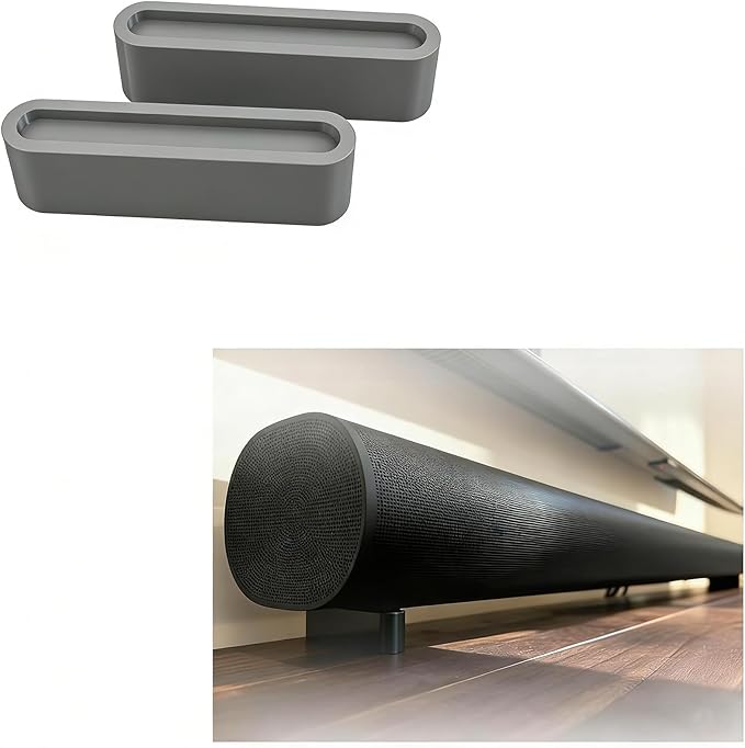 Compatible with Sonos Arc Soundbar Riser Feet Stand Set | Elevate 1″–3″ for Better Sound & Under-Cabinet Clearance | Anti-Vibration Soundbar Lift Kit | Tool-Free Installation (Grey, 50mm)