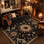 Vacuum-Friendly, 5x7 Washable Area Rug, Black Gold Beige Red - Image 2