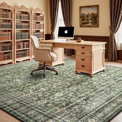 10x12 Area Rugs for Living Room, Green Washable Non-Slip Large Carpet - Image 4