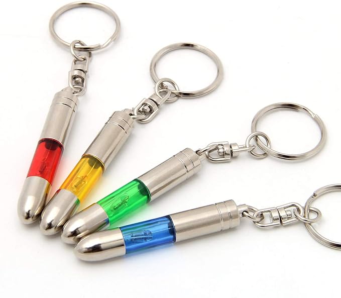 SWEETHOMEDECO 4 Packs Car Static Human Body Static Eliminator Discharger, Silver Tone High Voltage Anti-Static Keychain ESD Tool Sets, Charger 1811