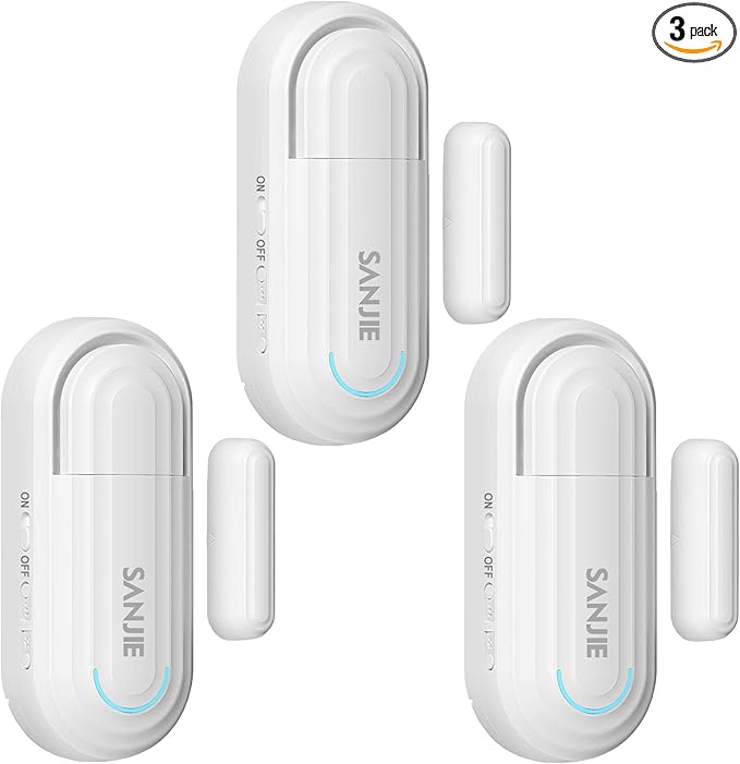 SanJie Adjustable Volume Door Alarm Sensor for Home Security & Child Safety, 120dB Burglar Alarm with 4 Modes - Wireless Window & Entry Alert for Pool, Office, Shop, Business