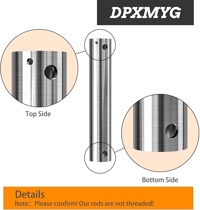 DPXMYG 72 inch Ceiling Fan Downrod with Extension Cord, 6 FT Brushed Nickel Downrod for Ceiling Fan, 1 inch Outside Diameter, Ceiling Fan Boom Suitable for a Wide Range of Fans (Nickel, Not Threaded)