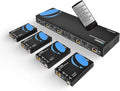 OREI 4K 4x4 HDMI Extender Matrix - UltraHD 4K @ 60Hz 4:4:4 Over Single CAT5e/6/7 Cable with HDR Switcher & IR Control, RS-232 - Up to 230 Ft - 1080P Downscale - 4 x Loop Out - 4 Receivers Included