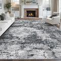 pmtsns Area Rugs 8x10 for Living Room: Washable Rug Modern Abstract Neutral Soft Non-Slip Low-Pile Indoor Large Carpet for Bedroom Dining Room Playroom Home Office (Black Grey, 8'x10') by pmtsns
