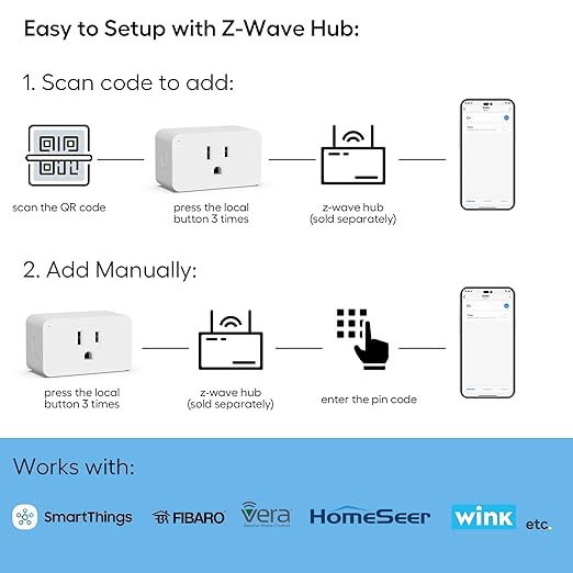 Z-Wave Dimmer Plug 800 Series Zwave Smart Plug，Dimmable Outlet Built-in Repeater Range Extender，Z-Wave Hub Required, Compatible with Smartthings, Alexa and More,FCC and ETL, 200W
