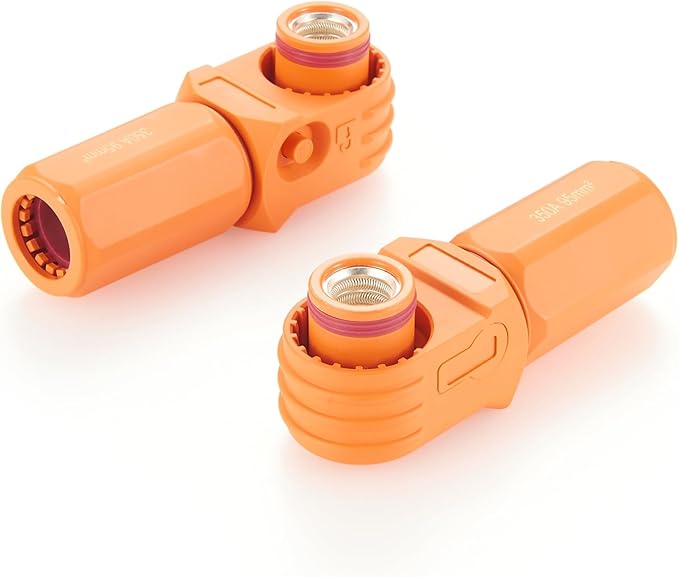 90 Degree 12mm 350A 95mm² Single Core Plug for Energy Storage Battery IP67 Waterproof EV Battery Container Connector,1PC (Orange, 350A)