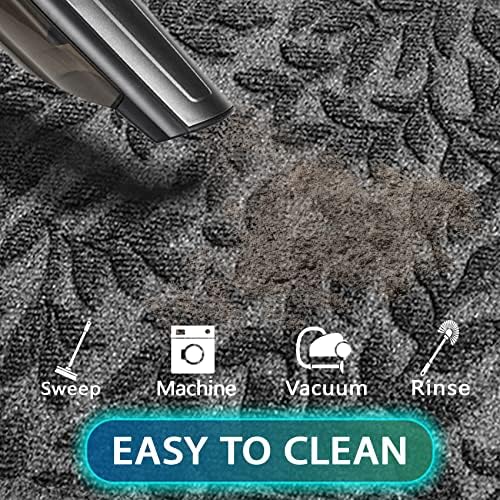Bulijojo Sturdy Front Entrance Doormats,Durable Heavy Duty Welcome Mat,Thick Absorbent Natural Rubber Non Slip Mat,Easy Clean Entryway Mat Leaves Grey, 47" x 32" - Image 2