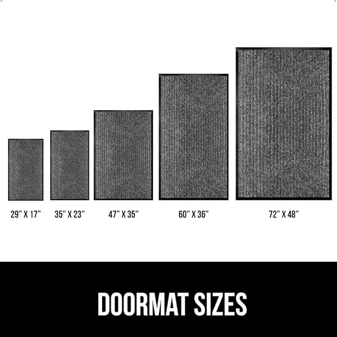 GORILLA GRIP Waterproof Traffic Guard Door Mat, Heavy Duty Entryway Mats, Strong Rubber Back Commercial Utility Rugs for Office Hallway, Garage Floor and Home, Low Profile Carpet, 29x17, Light Gray