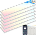 AIKVSXER 6 Pack 1x4 FT LED Flat Panel Light Surface Mount, with Wireless Switch & App Control, Night Mode, 50W 5500LM, 3000K/4000K/6500K, Ultra-Thin LED Light for Office Home,120-277V - White
