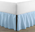 SKY BEDDINGS - Queen Size Ruffled Bed Skirt with Split Corners - 12 Inch Drop Dust Ruffle Bed Skirt with Platform Three Sided Coverage - 100% Microfiber, Light Blue