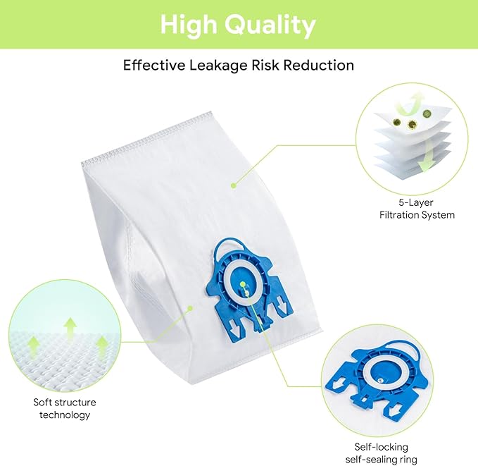 Puredaisy Replacement Dust Bags for Miele GN Vacuum Cleaners - Pack of 10 Bags, 3 Filter Sets, 1 Small Brush - Compatible with Classic C1, Complete C1/C2/C3, S2, S5, S8, S400 Series