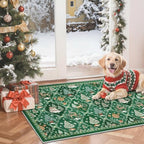 Madane Christmas Area Rug 2x3, Green Entryway Xmas Carpet Holiday Decor by Madane