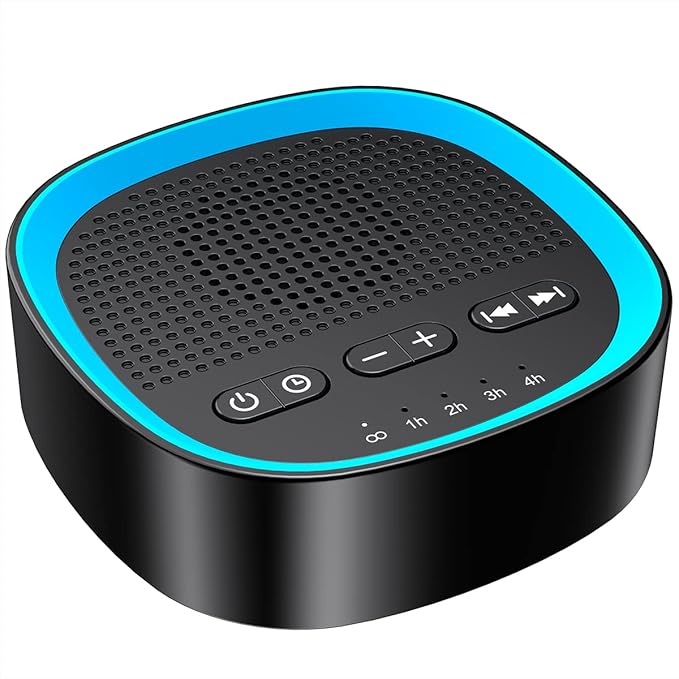 Sleep White Noise Sound Machines with 30 Soothing Sounds 3.5 mm Headphone Jack 5 Timer Settings 32 Precise Volume Memory Function Compact Design Ideal Gift for Everyone