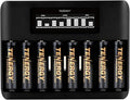 Tenergy 8 Count AA NiMH Premium Pro Rechargeable Batteries and TN480U 8-Bay LCD Display Fast Charger