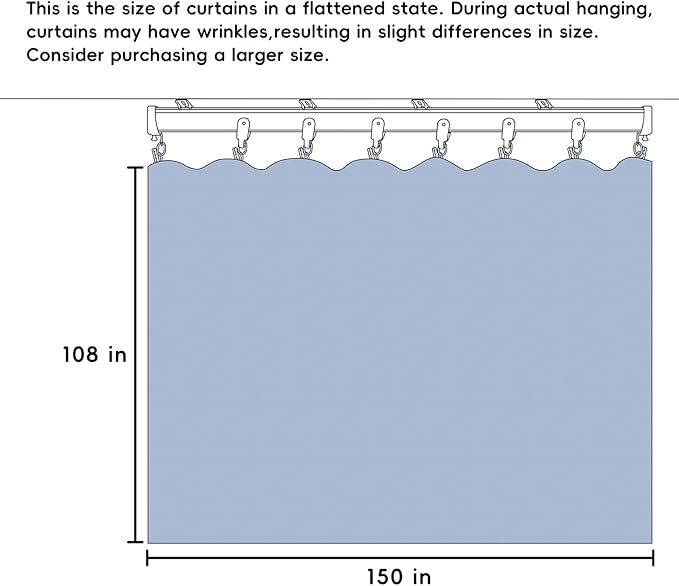 Room Divider Curtains Total Blackout Privacy Curtain Panel Room Thermal Insulated Noise Reduction Curtains for Bedroom Window Living Room Ceiling Track Curtain W 12.5 ft × H 9 ft Azure Blue