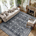 5x7 Area Rugs for Living Room Bedroom, Black Washable Non-Slip Carpet by Lofus