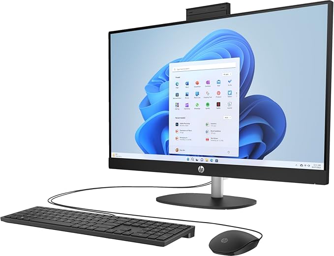 HP 27 FHD IPS AIO PC (Intel 12-Core Ultra 7 255U CPU, 64GB DDR5 RAM, 4TB Gen4 NVMe SSD, W11 Pro, HDMI, RJ45, WiFi 6 + BT 5.4, FHD Webcam, Wireless KB+Mouse) - All in One Touchscreen Business Desktop