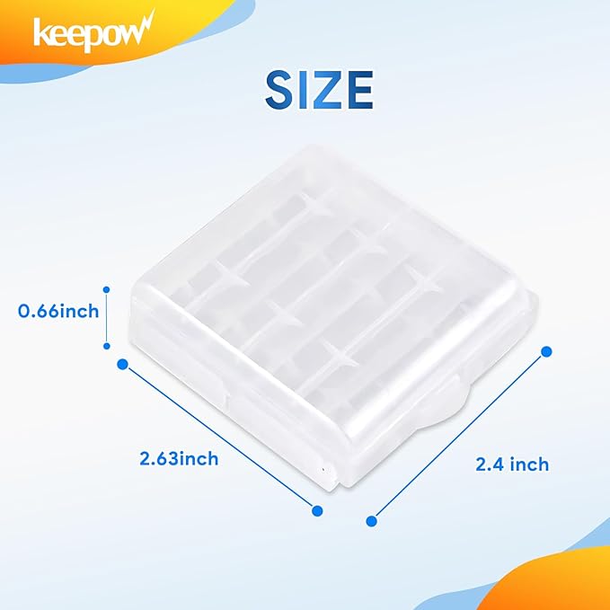 KEEPOW 20 Pcs AA/AAA Battery Storage Case Holder Box, Clear Color