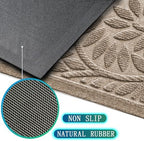 Bulijojo Front Door Mat Entrance,Durable Heavy Duty Welcome Mat,Thick Absorbent Natural Rubber Non Slip Mat,Sturdy Entryway Beige 17"x30" - Image 3