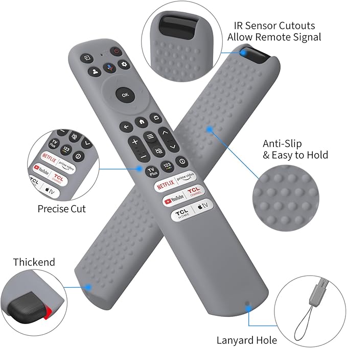 Hi Color Silicone Cover for TCL RC813 FMB1/RC923/RC902V Remote Protective Case Sleeve for TCL Smart TV Remote RC813 FMB1 Case Cover(Grey)