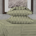 URBANHUT 800 Thread Count 100% Cotton Damask King Size Sheets, 4 Piece Striped King Size Bedsheets, Luxury Hotel Sheets Sateen Weave - Better Than Egyptian, 16" Elasticized Deep Pocket- Sage