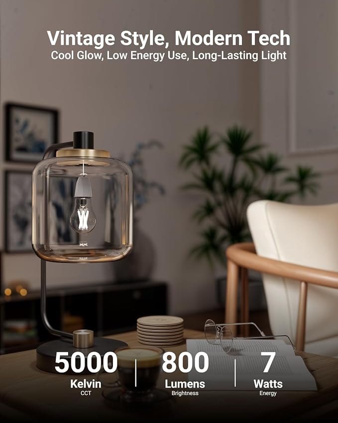 Sunco 20 Pack A15 Light Bulb LED, Edison Style Bulb, Dimmable Vintage Filament Lighting, 800 LM, 7W (60W Equivalent), 5000K Daylight, E26 Medium Base, Wet Rated UL