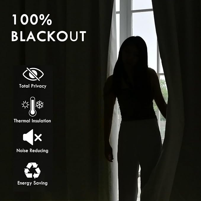 Macochico Extra Wide 100% Blackout Chenille Curtains 100" Wx96 L Thermal Drapes for Sliding Door Living Room Bedroom Auditorium Hotel Rock Grey Curtains Grommet Top with Tieback Classic 1 Panel