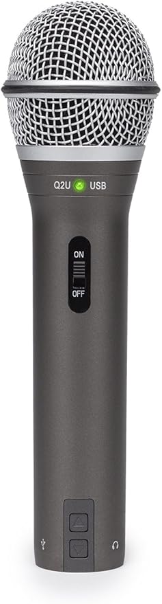 SAMSON Technologies Q2U USB/XLR Dynamic Microphone Recording and Podcasting Pack (Includes Mic Clip, Desktop Stand, Windscreen and Cables), Silver