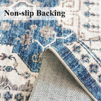 2x5 Washable Hallway Runner Rug: Indoor Farmhouse Entryway Kitchen Rugs Oriental Thin Non-Slip Water Resisitant Carpet for Bathroom Laudry Ultra Soft Floor Mat for Living Room Bedroom(2X5,Blue) - Image 4