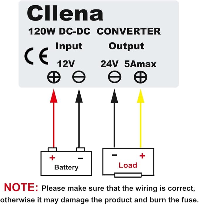 Cllena Waterproof DC/DC 12V to 24V Boost Converter 5A 120W Step Up Voltage Regulator Module Car Power Supply Voltage Transformer (Input 10V-16V)