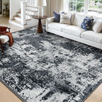 RELEANY Washable 7'x10' Abstract Area Rug for Living Room Black White - Image 2