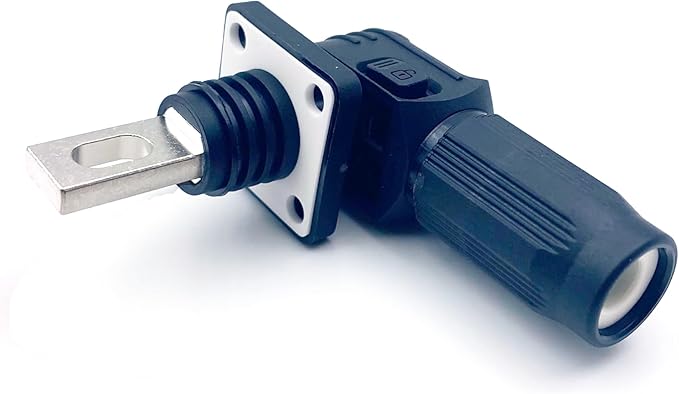 1 Set Battery Energy Storage Connector, Quick Plug Terminal High Current Connectors Copper Plate Wiring Adapter Right Angle Plug and Socket IP67 Waterproof Power Connector 100A 16mm² (100A, Black)