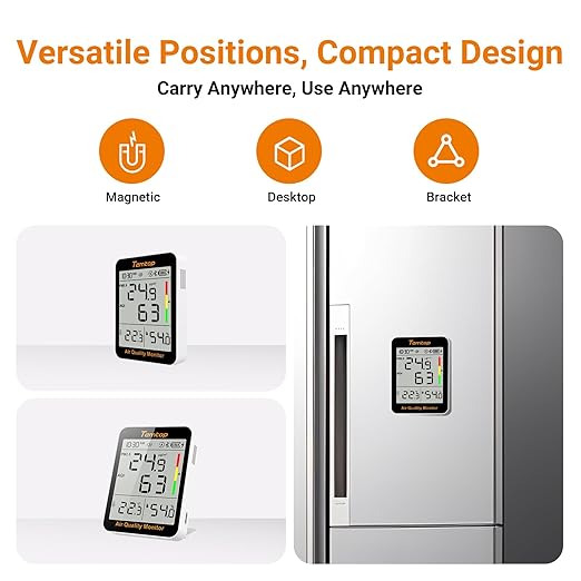 Temtop Smart Air Quality Monitor - Indoor Air Quality Meter with PM2.5, AQI, Temperature and Humidity Detector for Home, Office or School, App Connectivity, OTA Updates, 60-Day Battery Life