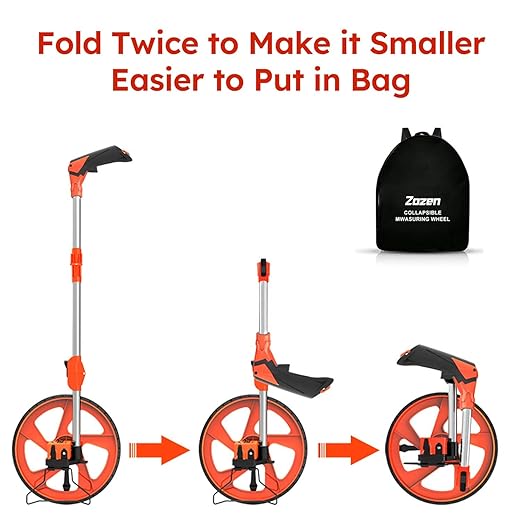 Zozen Distance Measuring Wheel, Measure Wheel in Feet and Inches, Collapsible/Mechanical/One Key to Reset/Kickstand to Keep Stand/Starting Point Arrow and Carrying Bag, Adapt to Various Roads.