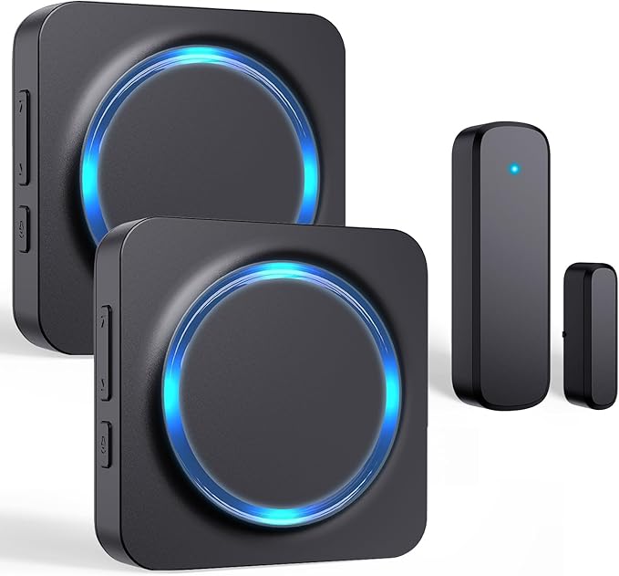 Door Chime, Door Chimes When Door Opens, Door Sensor Door Open Alarm with 600 FT Range, 32 Chimes 5 Adjustable Volume, Door Ringer Alert for Business/Home/Kids When Entering (2Receivers+1Sensor)